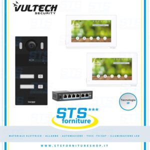Kit Videocitofono IP Bifamiliare con 2 Monitor 7" Wifi Intercom